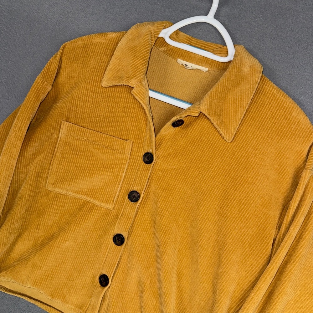 Madewell Corduroy Shirt Jacket Womens XS Yellow Brown Casual Knit Cropped